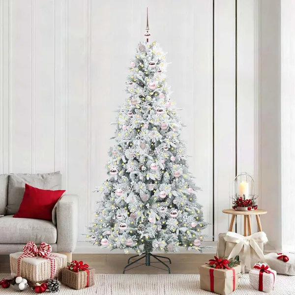 Sapin de Noël Artificiel à Branches Articulées Blanc 210 cm