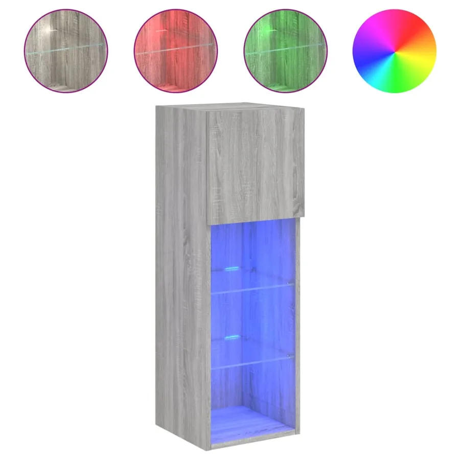 Meuble TV avec lumières LED sonoma gris 30,5x30x90 cm - 2