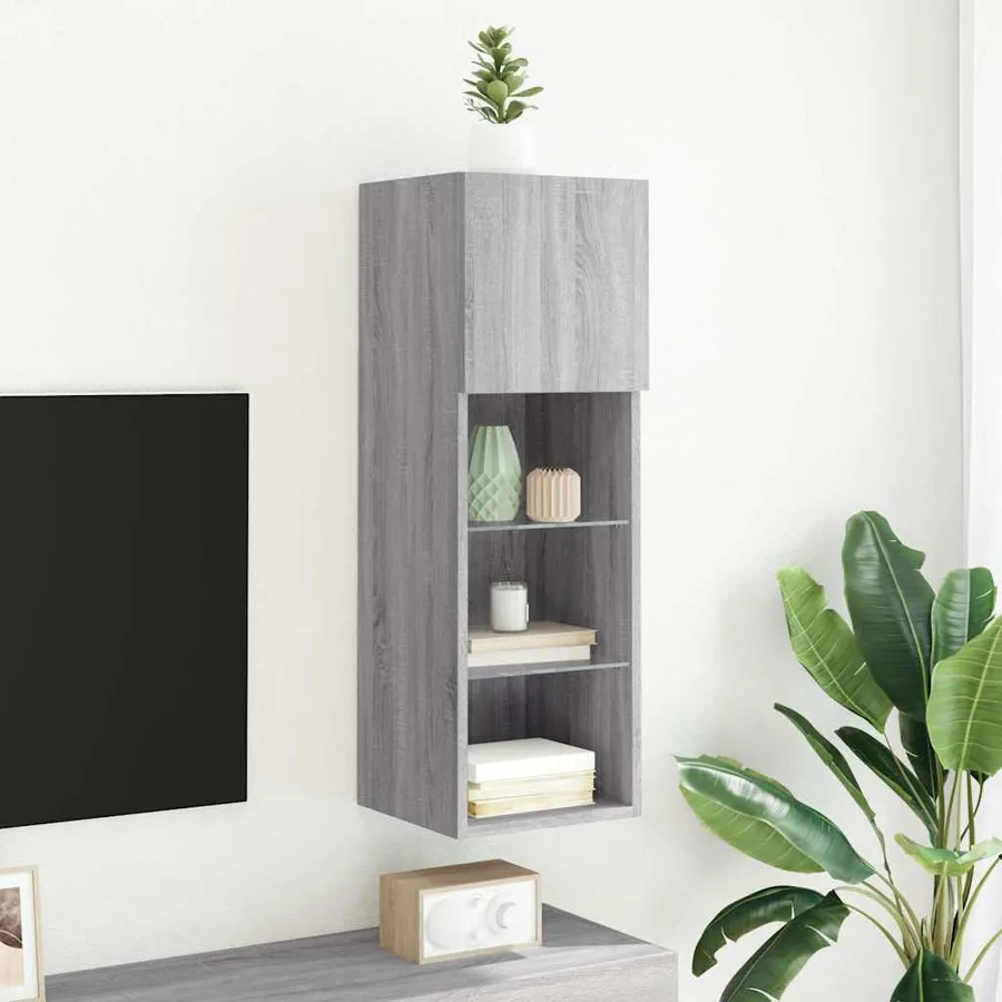 Meuble TV avec lumières LED sonoma gris 30,5x30x90 cm - 4