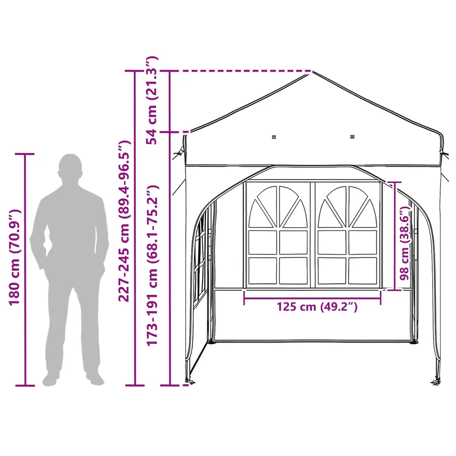 Tente de fête pop-up 192 x 192 x 245 cm Anthracite - 19