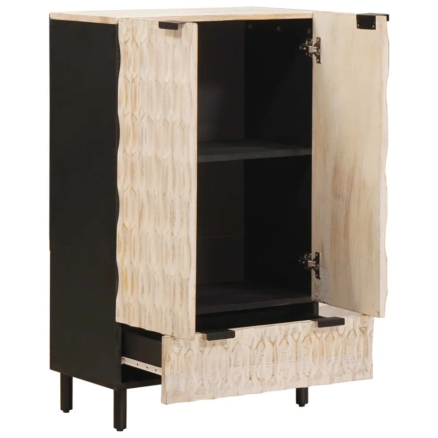 Haut Armoire avec tiroir Finition Lavage Blanc 60 x 33 x 100 cm - 2