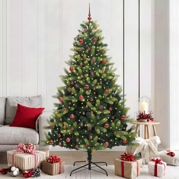 Arbre de Noël artificiel en silicone flexible 300 LEDs 210 cm