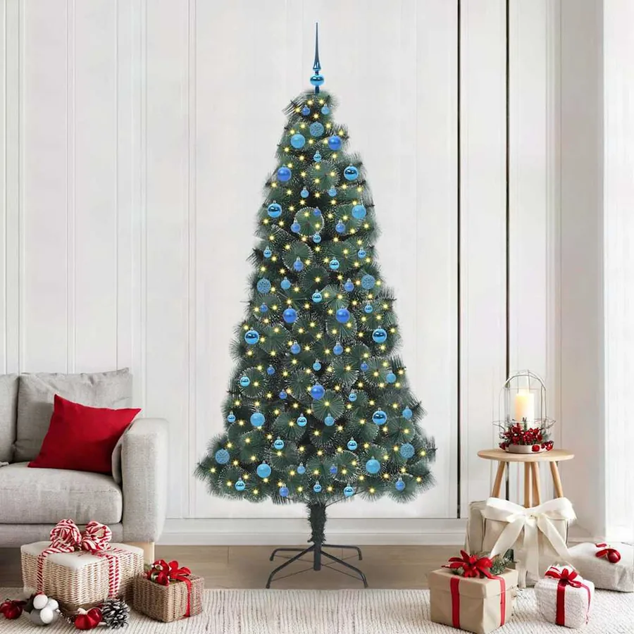 Arbre de Noël artificiel pré-éclairé avec ensemble de boules
