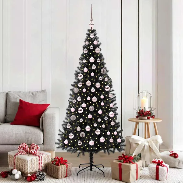 Sapin de Noël avec 300 LED avec support Noir 180 cm PVC