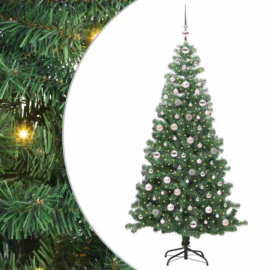 Sapin de Noël avec 300 LED avec support Vert 240 cm PVC - 2