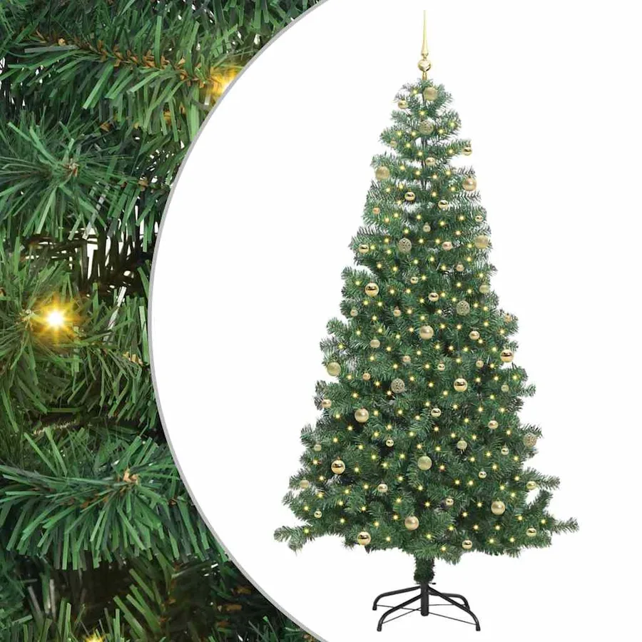 Sapin de Noël avec 300 LED avec support Vert 240 cm PVC - 2