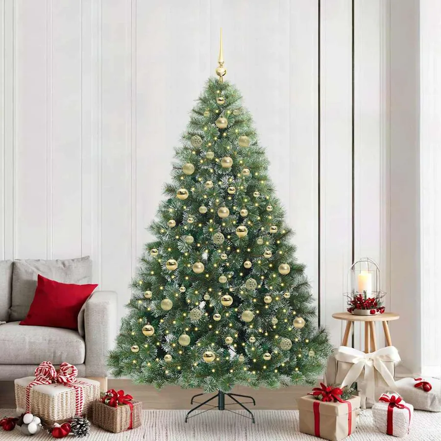 Sapin de Noël artificiel avec 300 LED Vert 210 cm PE et PVC
