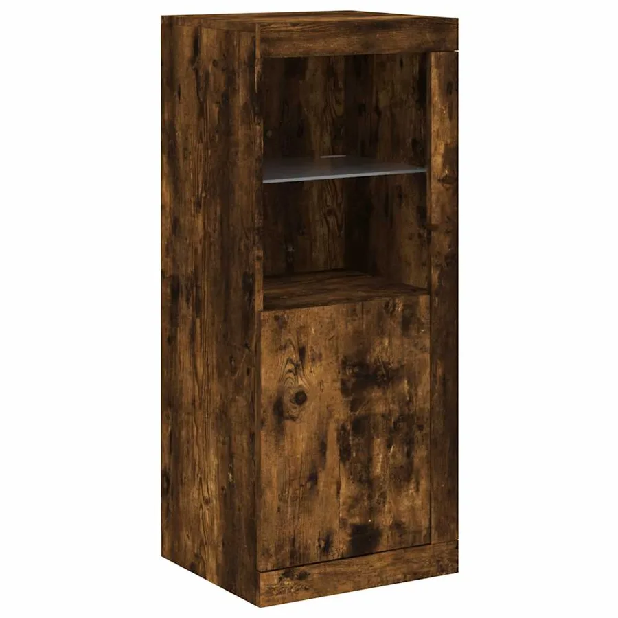 Buffets avec lumières LED 3 pcs chêne fumé bois d'ingénierie - 7