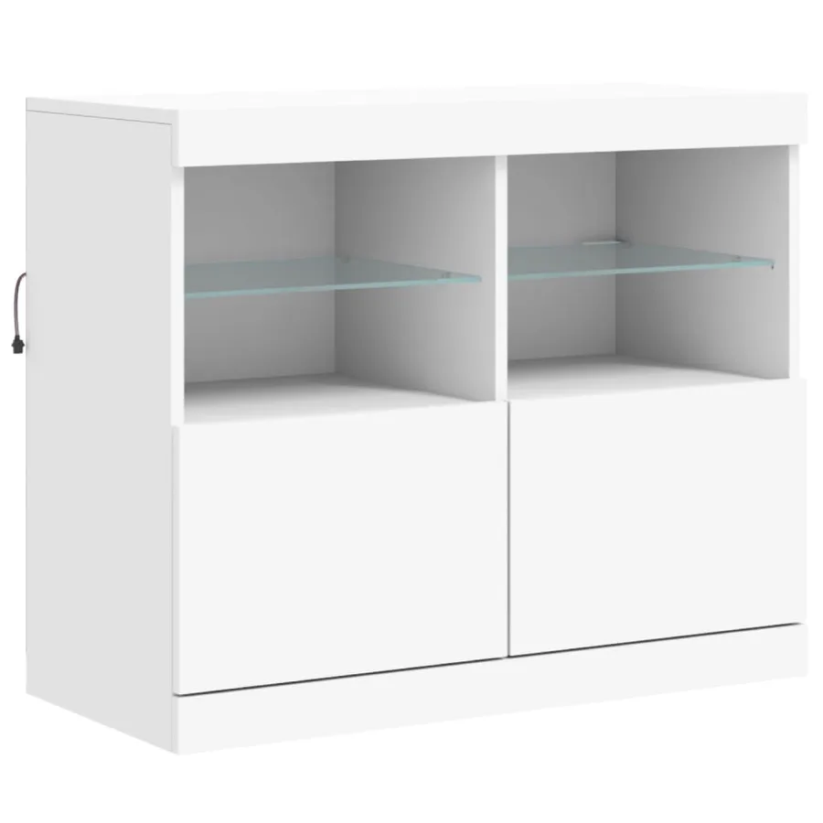 Buffet avec lumières LED blanc 202x37x67 cm - 11