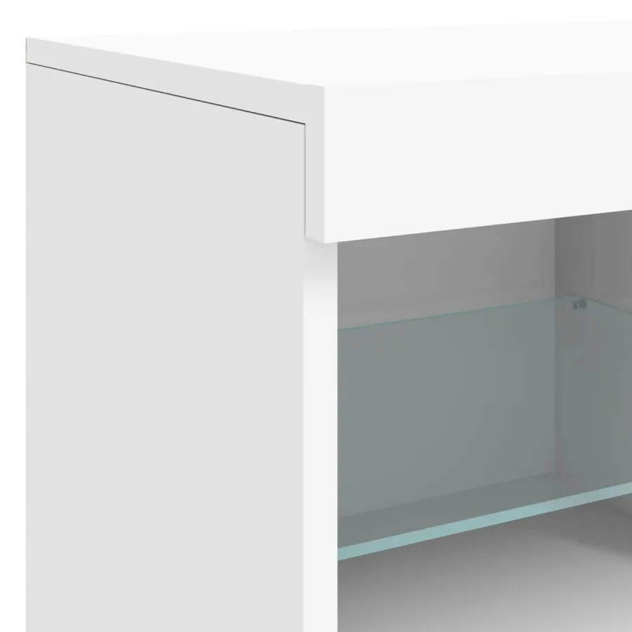 Buffet avec lumières LED blanc 202x37x67 cm - 12