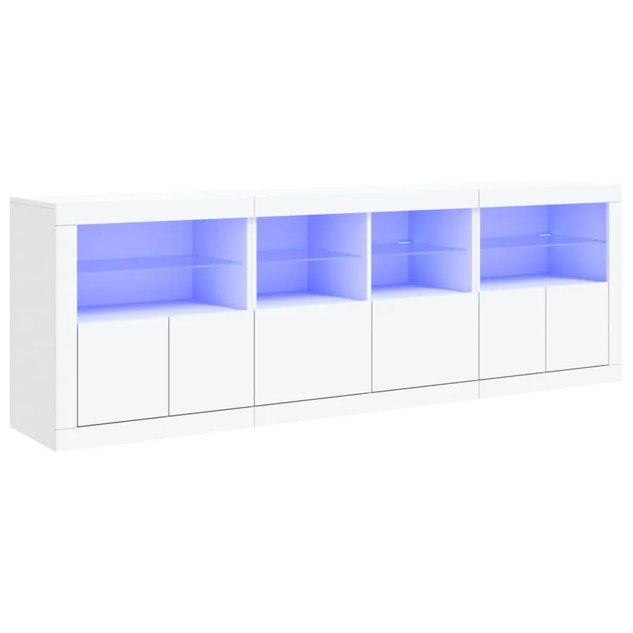 Buffet avec lumières LED blanc 202x37x67 cm - 2