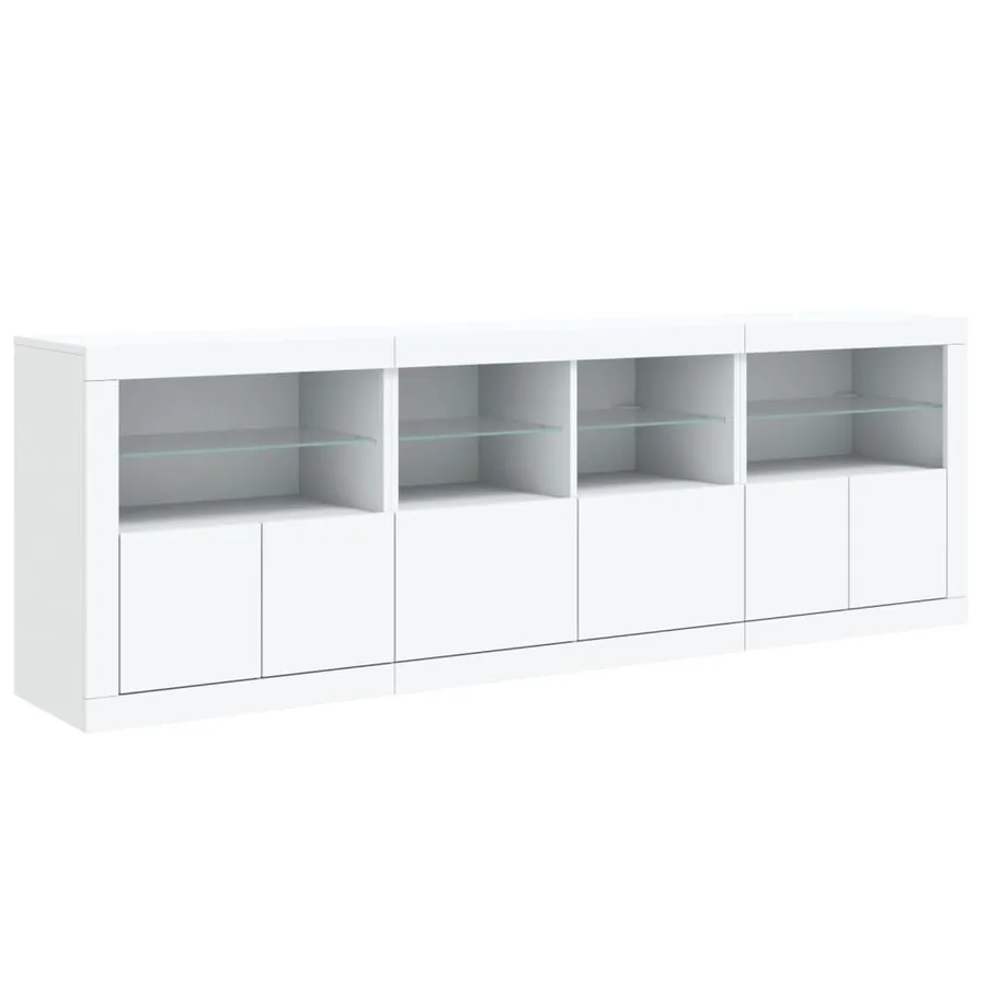 Buffet avec lumières LED blanc 202x37x67 cm - 5