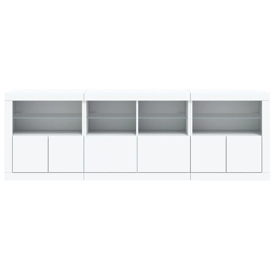 Buffet avec lumières LED blanc 202x37x67 cm - 6