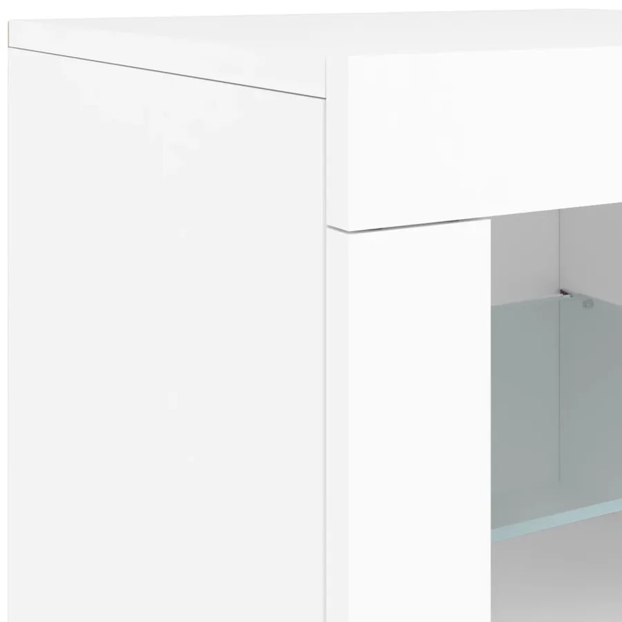 Buffet avec lumières LED blanc 162x37x67 cm - 10