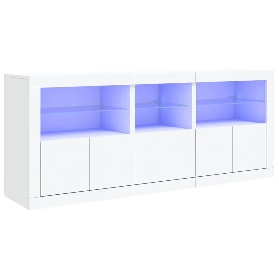 Buffet avec lumières LED blanc 162x37x67 cm - 2