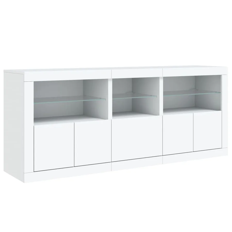 Buffet avec lumières LED blanc 162x37x67 cm - 5