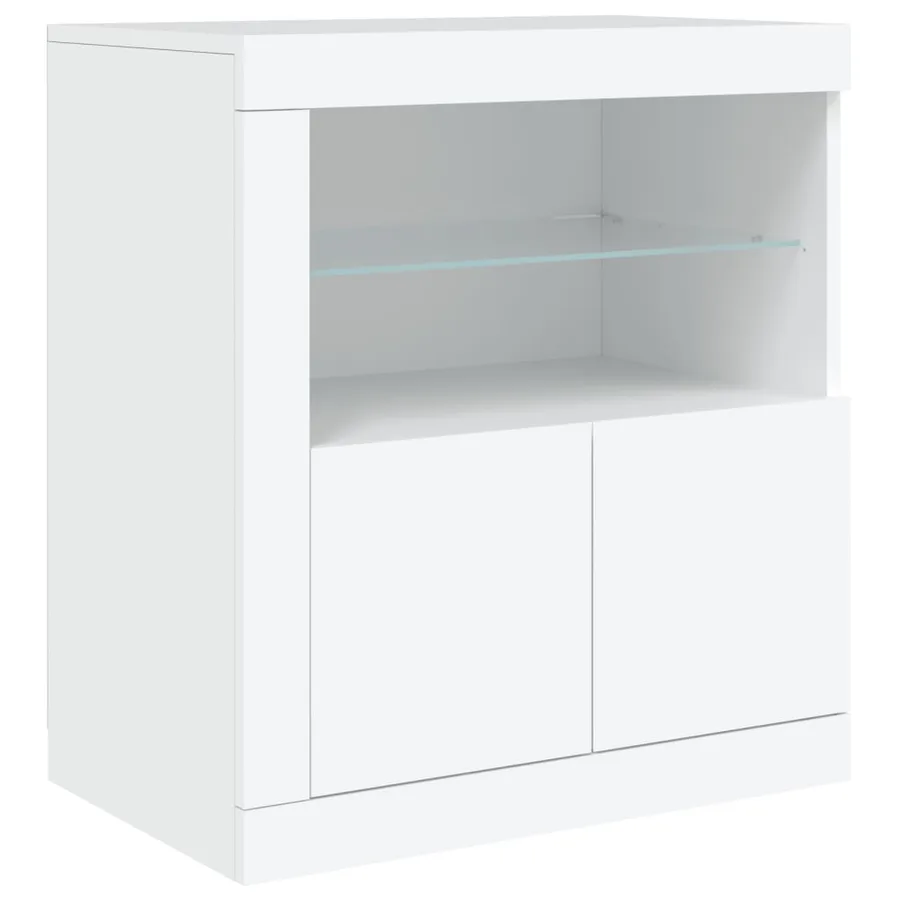 Buffet avec lumières LED blanc 162x37x67 cm - 9