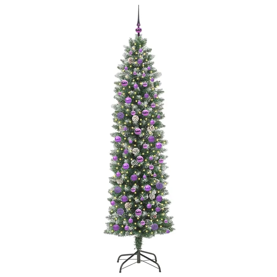 Arbre de Noël artificiel slim avec 300 LED Vert et blanc 210 cm - 3
