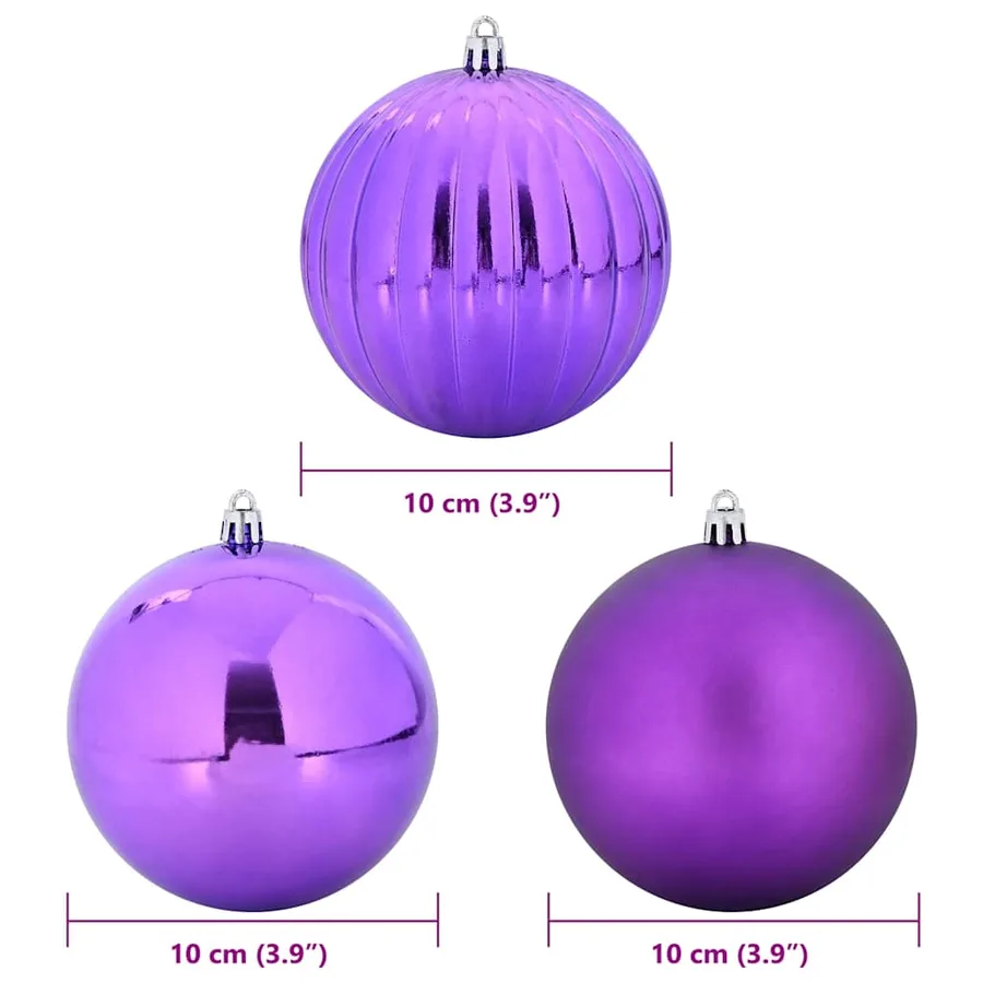 Ensemble de Boules de Noël XL 15 pcs Lilas Ø 10 cm Plastique - 5