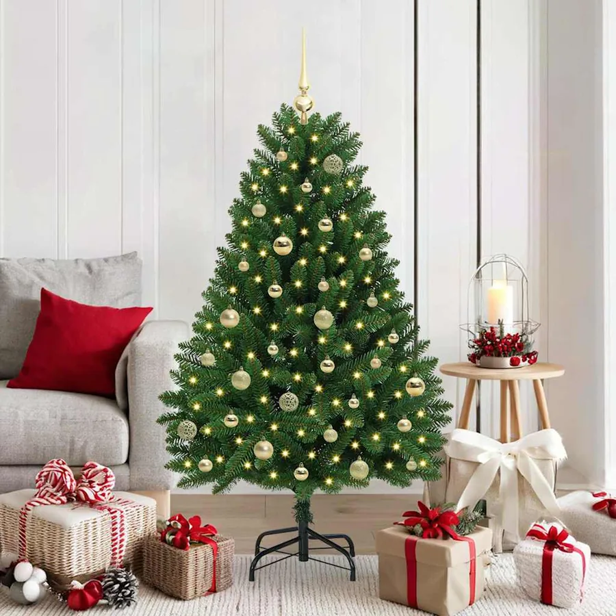 Sapin de Noël artificiel avec 150 LED Vert 150 cm PVC et métal