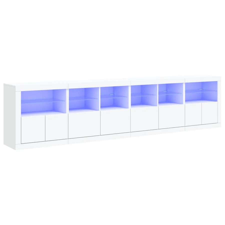 Buffet avec lumières LED blanc 283x37x67 cm - 2