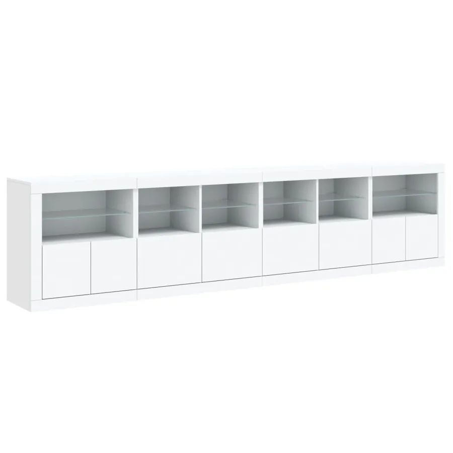 Buffet avec lumières LED blanc 283x37x67 cm - 6