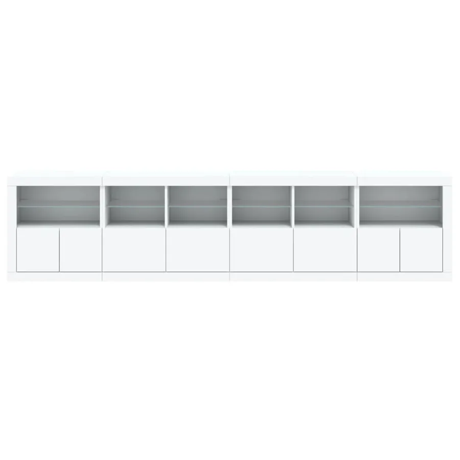Buffet avec lumières LED blanc 283x37x67 cm - 7