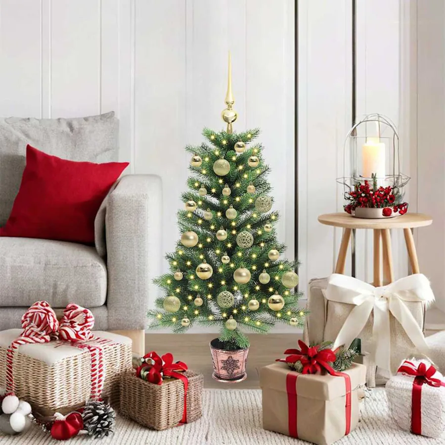Sapin de Noël avec 150 LED avec support Vert 90 cm PE