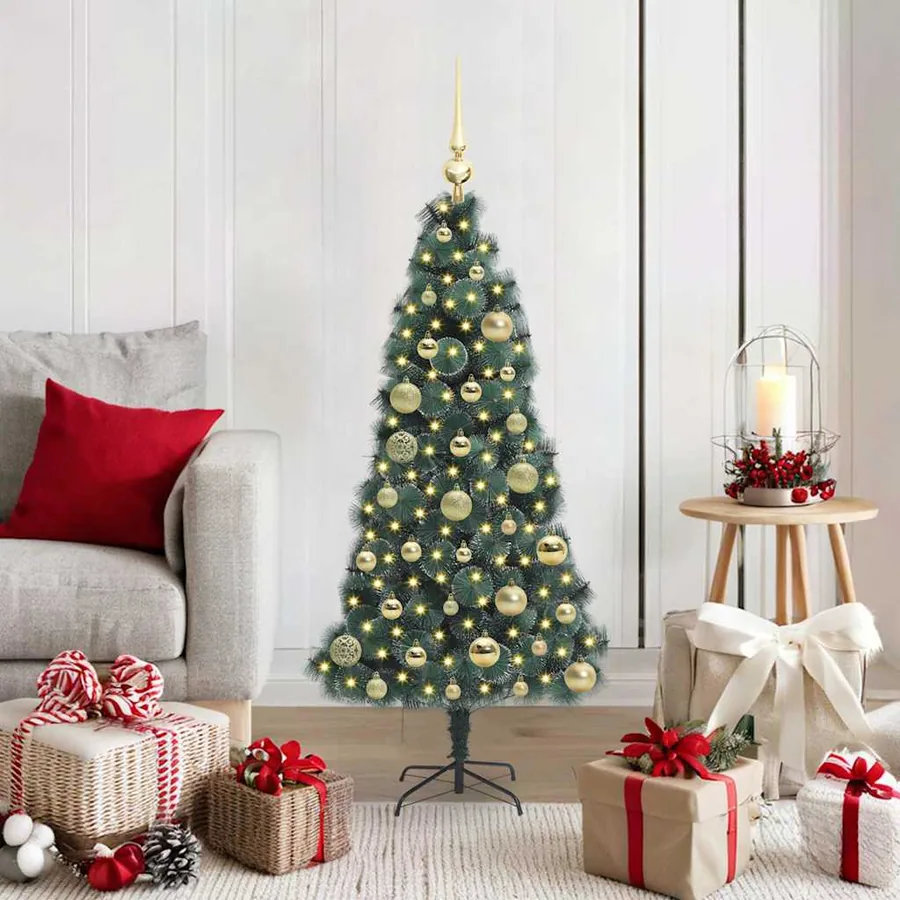 Arbre de Noël artificiel pré-éclairé avec ensemble de boules