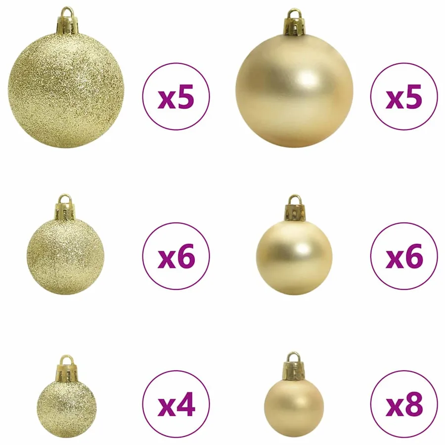 Arbre de Noël artificiel pré-éclairé avec ensemble de boules - 7