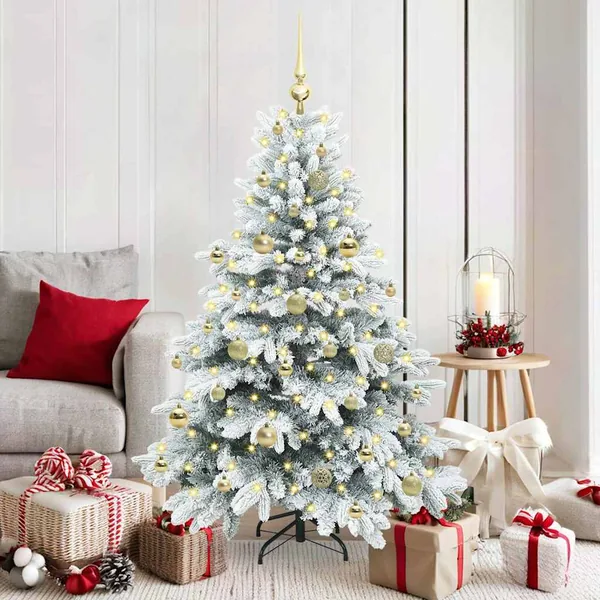 Sapin de Noël artificiel avec 150 LED Blanc 150 cm PE et PVC