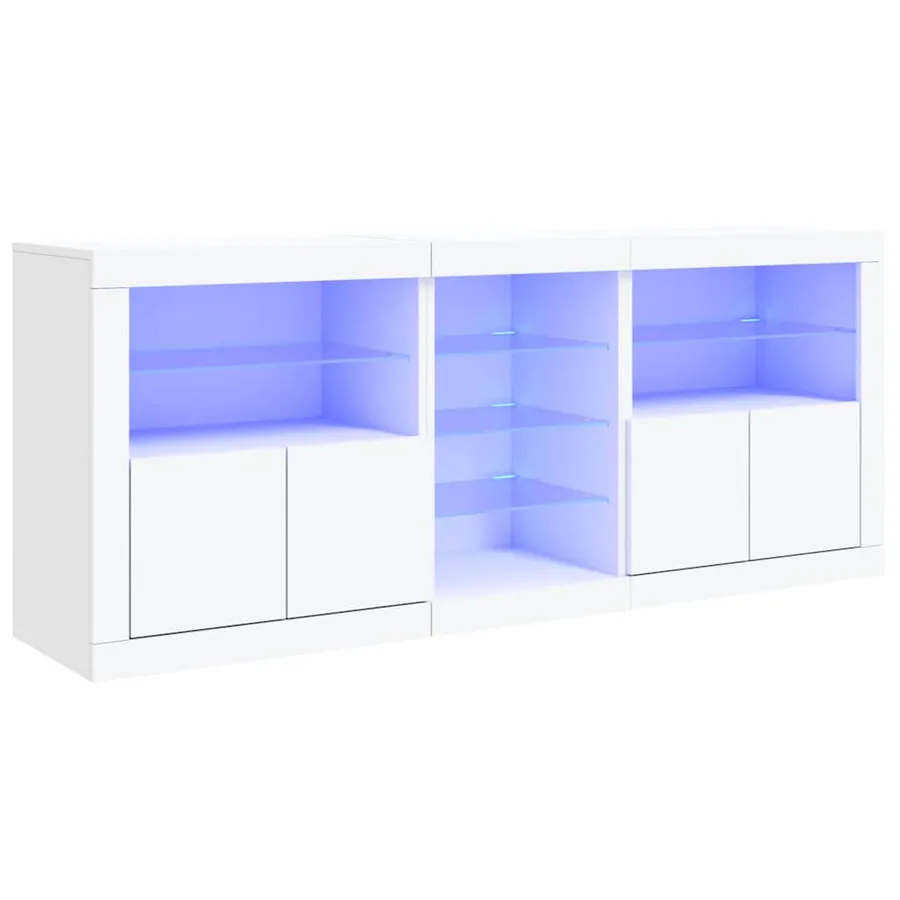 Buffet avec lumières LED blanc 181,5x37x67 cm - 2