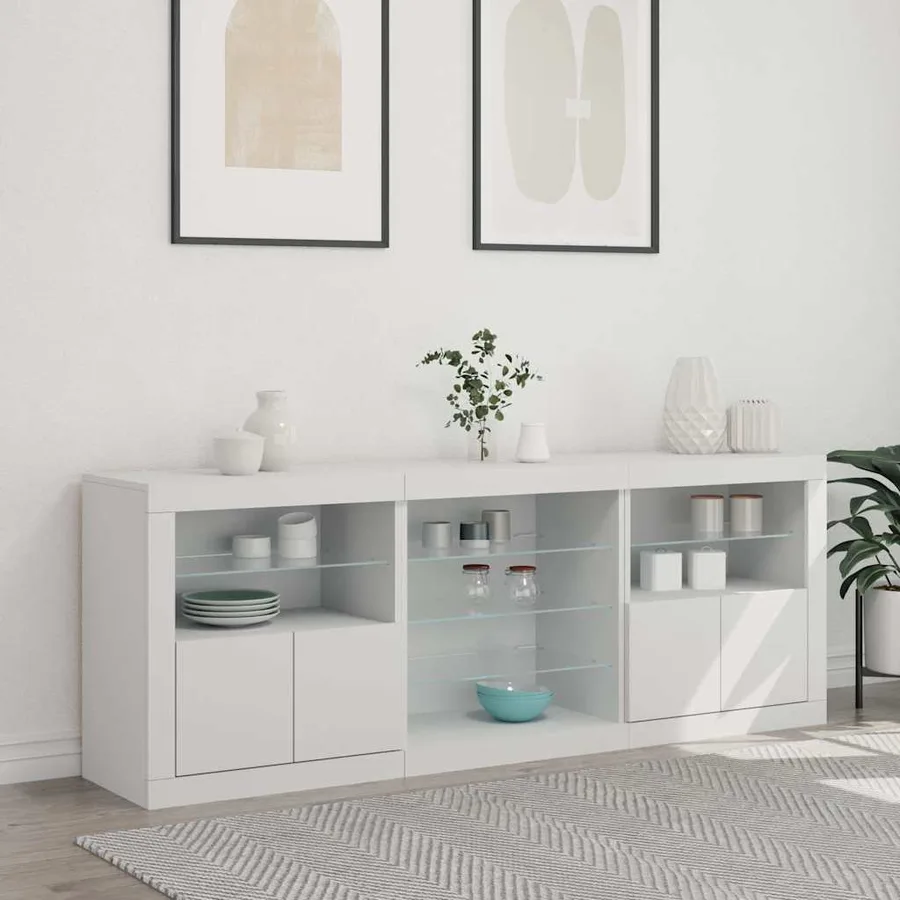 Buffet avec lumières LED blanc 181,5x37x67 cm - 3