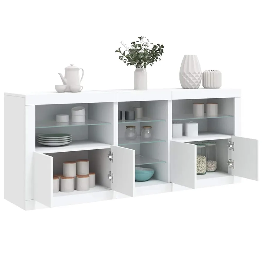 Buffet avec lumières LED blanc 181,5x37x67 cm - 4