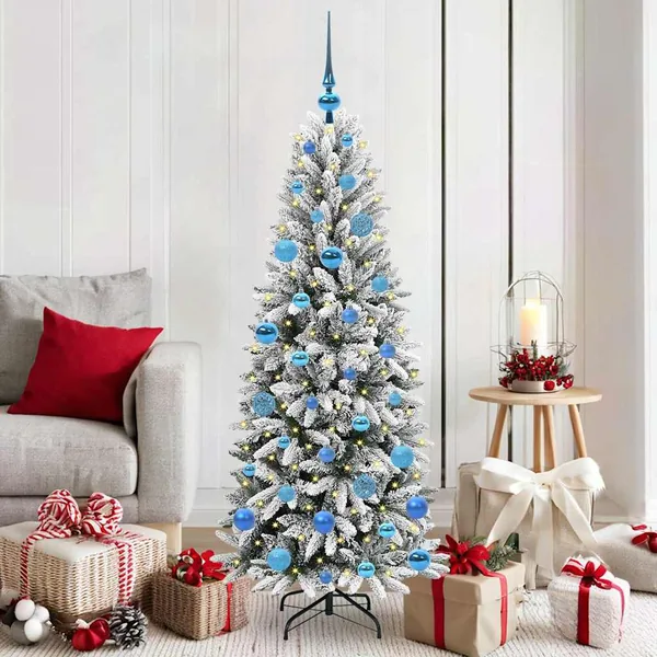 Sapin de Noël artificiel avec 150 LED avec support Blanc 150 cm