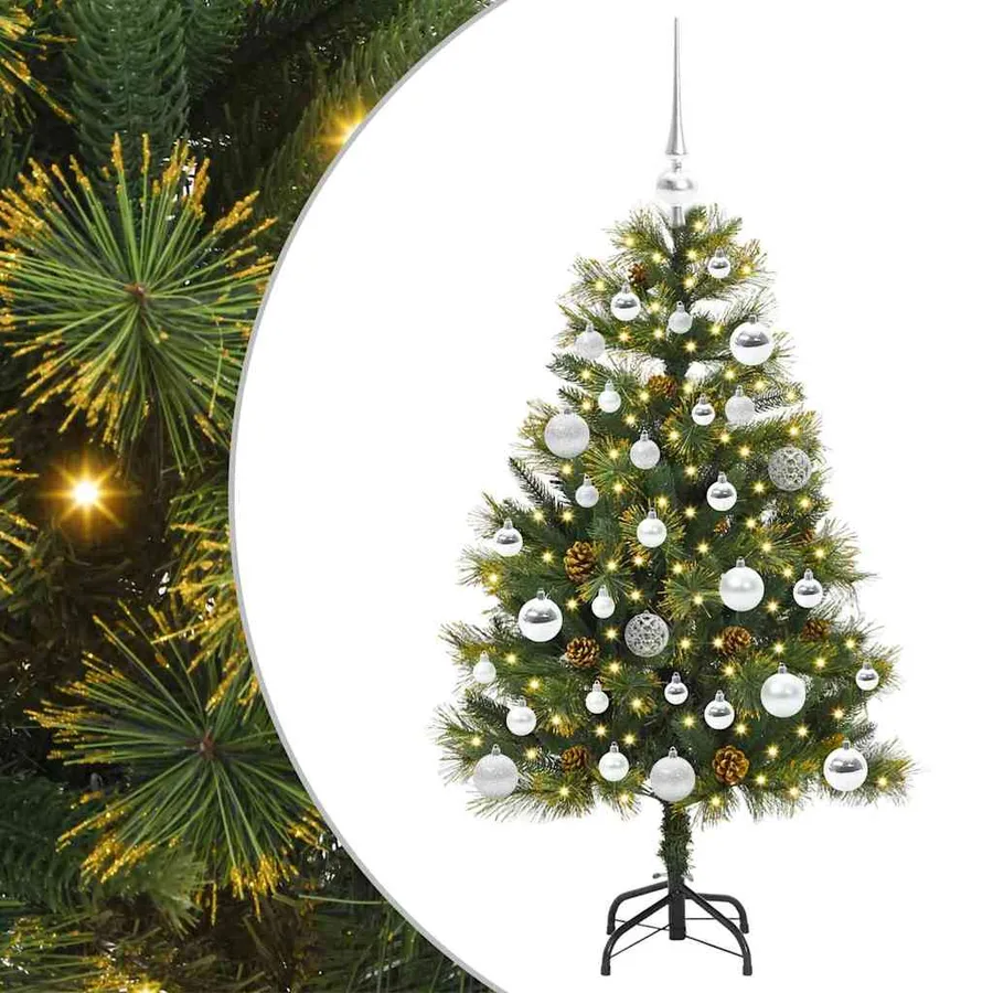 Sapin de Noël artificiel avec branches pliables et cônes 120 cm - 2