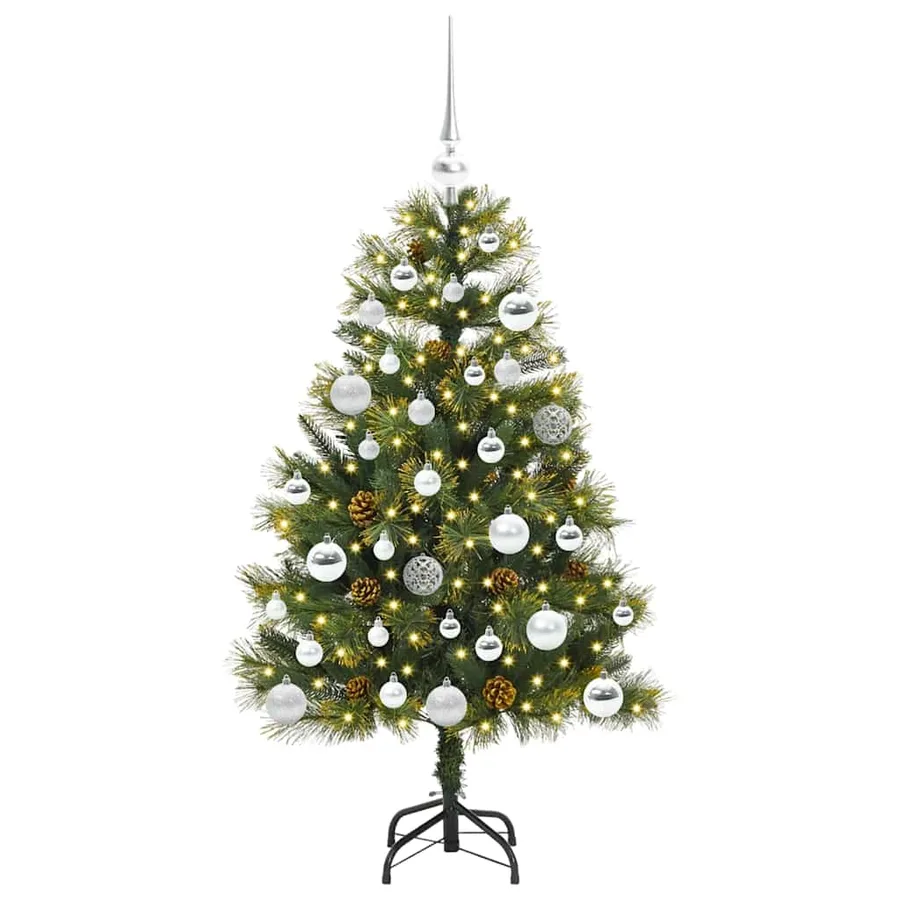 Sapin de Noël artificiel avec branches pliables et cônes 120 cm - 3