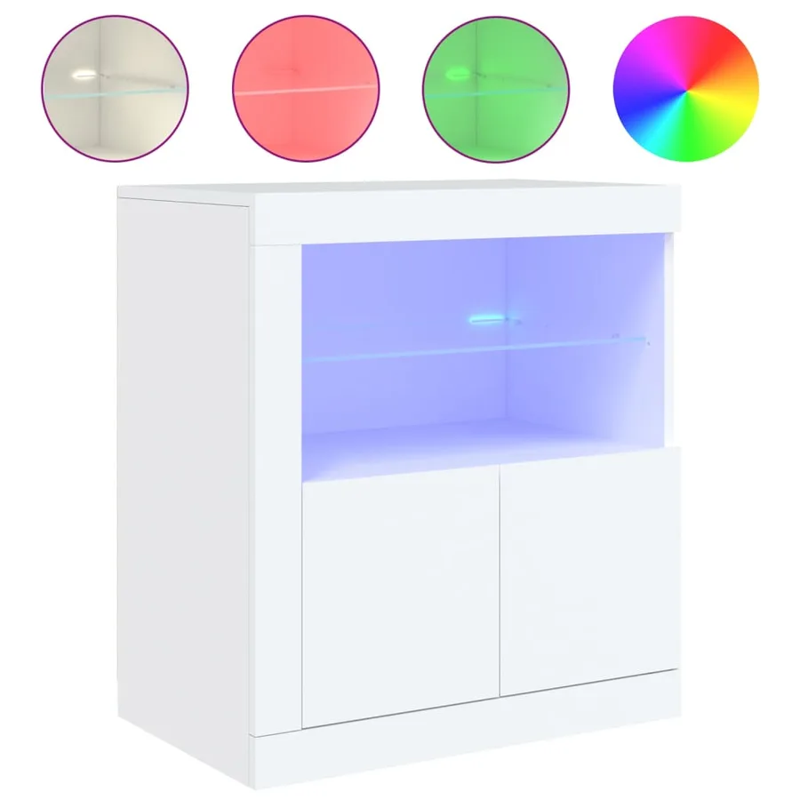 Buffet avec lumières LED blanc 60,5x37x67 cm - 2