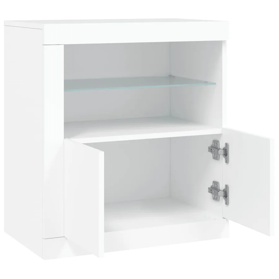 Buffet avec lumières LED blanc 60,5x37x67 cm - 7