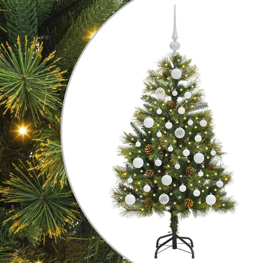 Sapin de Noël artificiel avec branches pliables et cônes 120 cm - 2