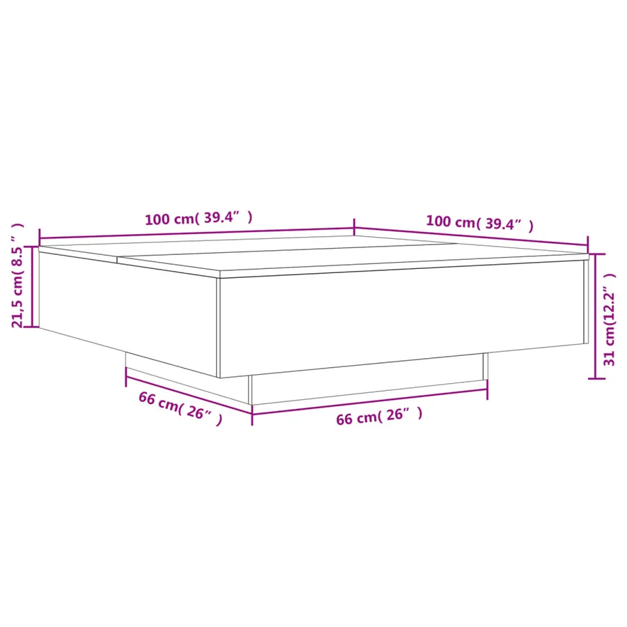 Table basse sonoma gris 100x100x31 cm bois d'ingénierie - 10