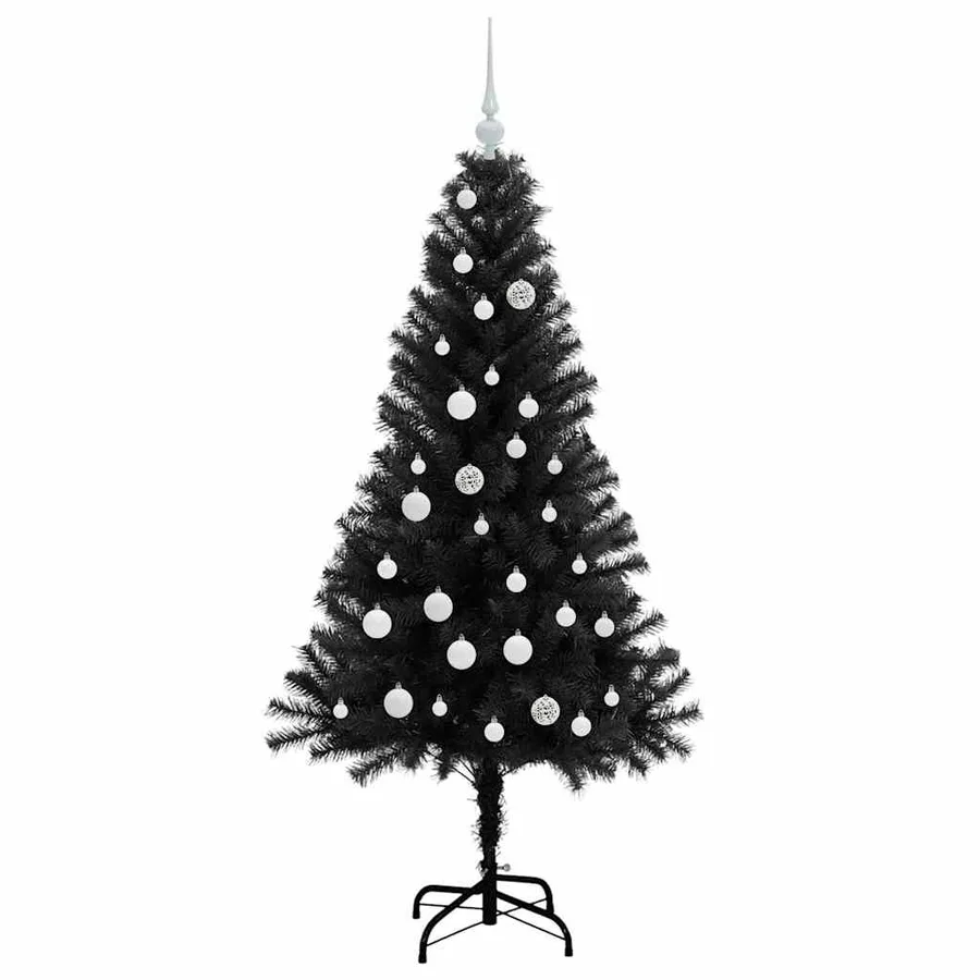 Sapin de Noël avec 150 LED avec support Noir 150 cm PVC - 4