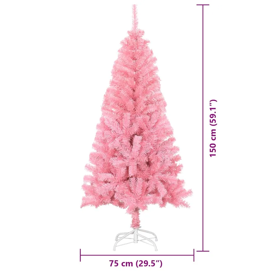Sapin de Noël avec 150 LED avec support Rose 150 cm PVC - 14
