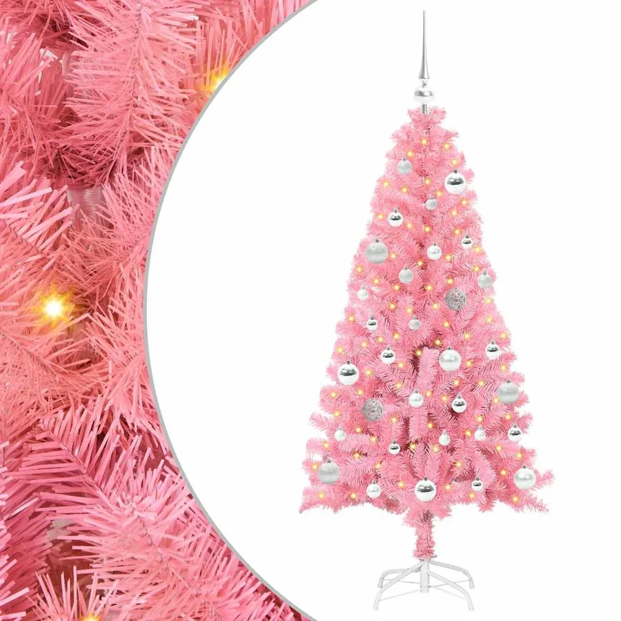 Sapin de Noël avec 150 LED avec support Rose 150 cm PVC - 2