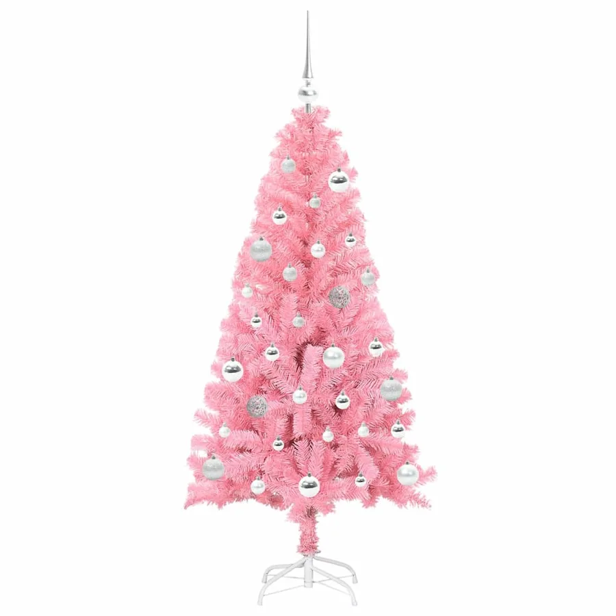 Sapin de Noël avec 150 LED avec support Rose 150 cm PVC - 4