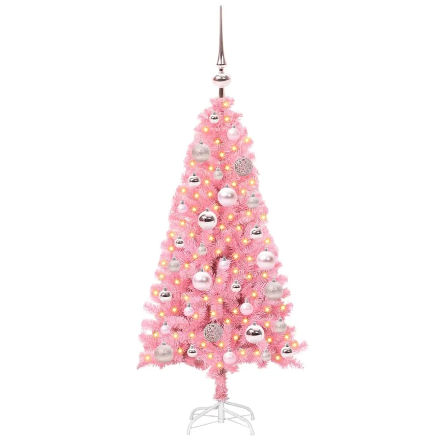 Sapin de Noël avec 150 LED avec support Rose 120 cm PVC - 3