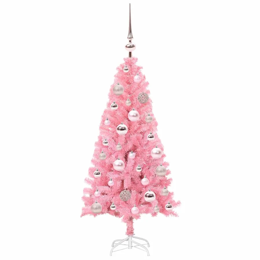 Sapin de Noël avec 150 LED avec support Rose 120 cm PVC - 4