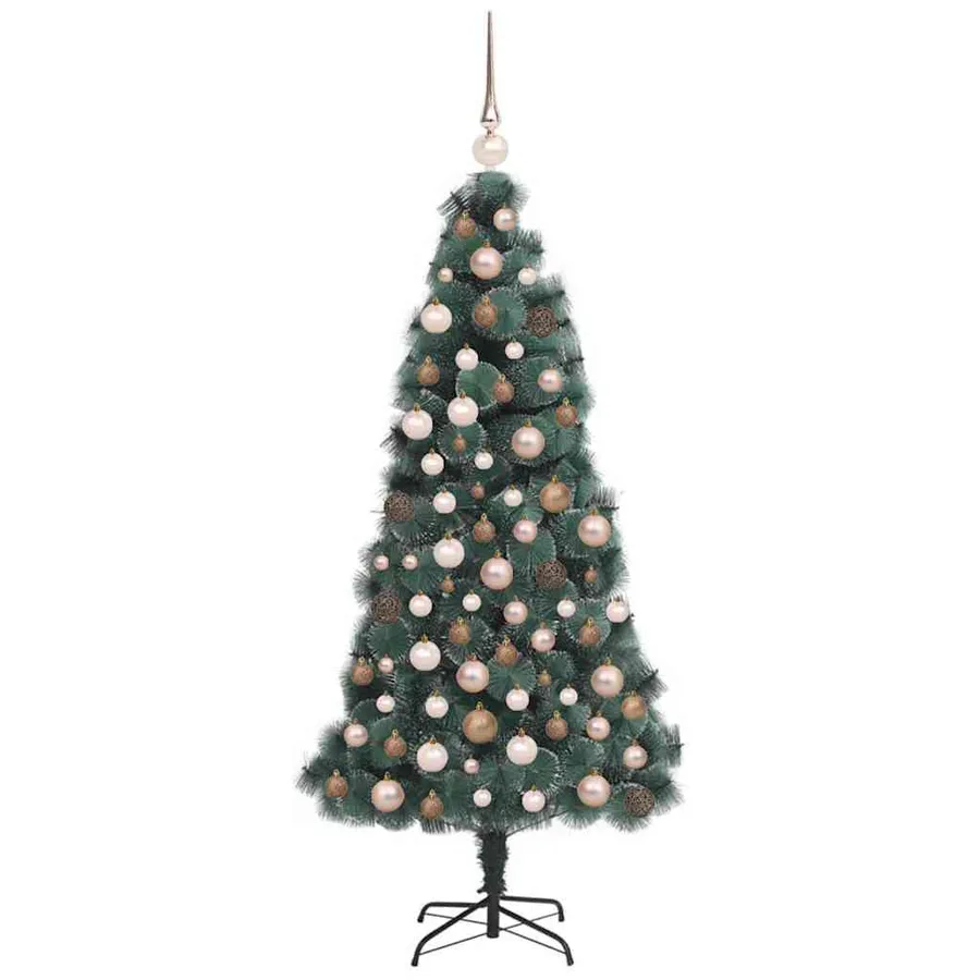 Sapin de Noël artificiel pré-éclairé avec set de boules 120 cm - 6