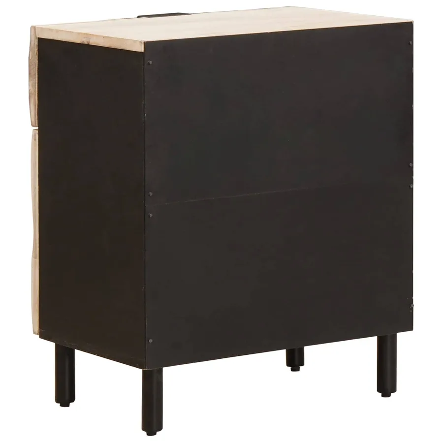 Cabinet de chevet Blanc 50 x 33 x 60 cm Bois de mangue massif - 5