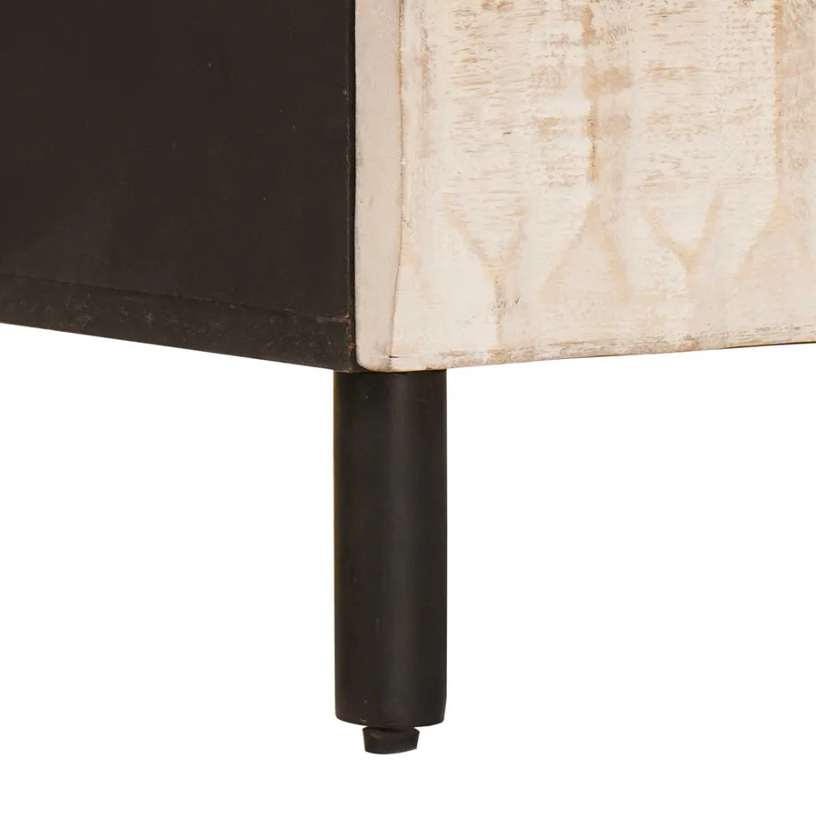 Cabinet de chevet Blanc 50 x 33 x 60 cm Bois de mangue massif - 9